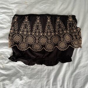 American Eagle Outfitters Black Top with Embroidery